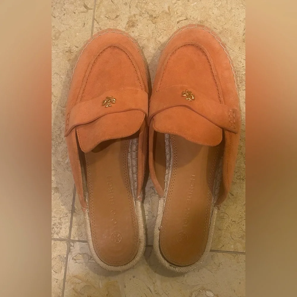 Tory Burch Orange Suede Seaside Espadrille Mule (#87637) Size 10 w/ Dust Bag